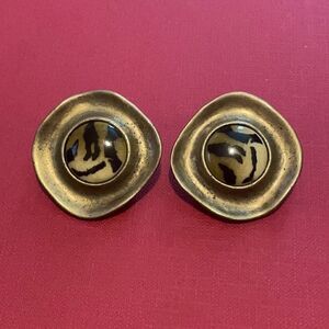 Vintage signed Norma Jean gold bronze tone Clip-On Earrings estate fashion